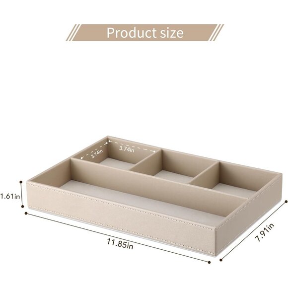 PU Leather Valet Tray, Stackable Jewelry Trays for Dresser, Drawer Nightstand Or - Picture 3 of 8